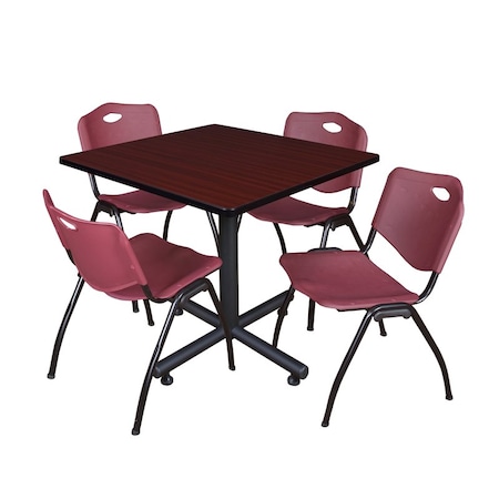 Kobe Kobe Square Table & Chair Set, Wood, Metal, Plastic Top, Mahogany TKB4242MH47BY